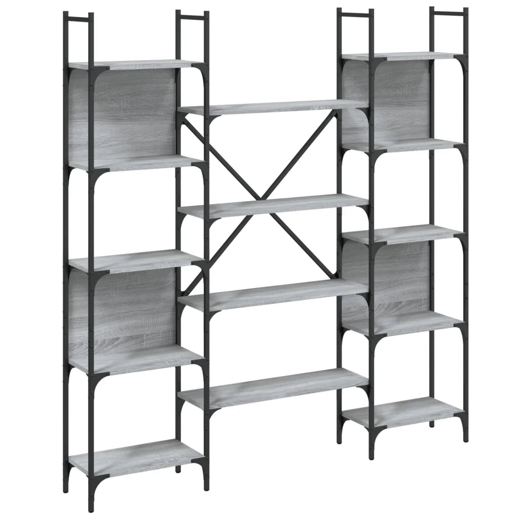 Libreria-Scaffale per Libri-Mobile di Stoccaggio Grigio Sonoma 155,5x24x166,5 cm in Legno Multistrato
