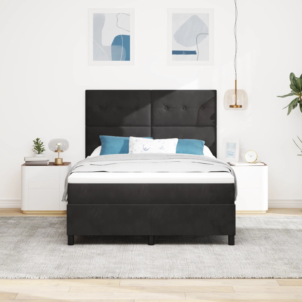 Letto con Materasso e LED Nero 140x190 cm Velluto