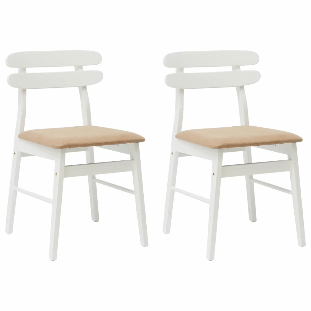 Sedia da pranzo 2 pcs Bianco e marrone Legno di gomma solido 42020517