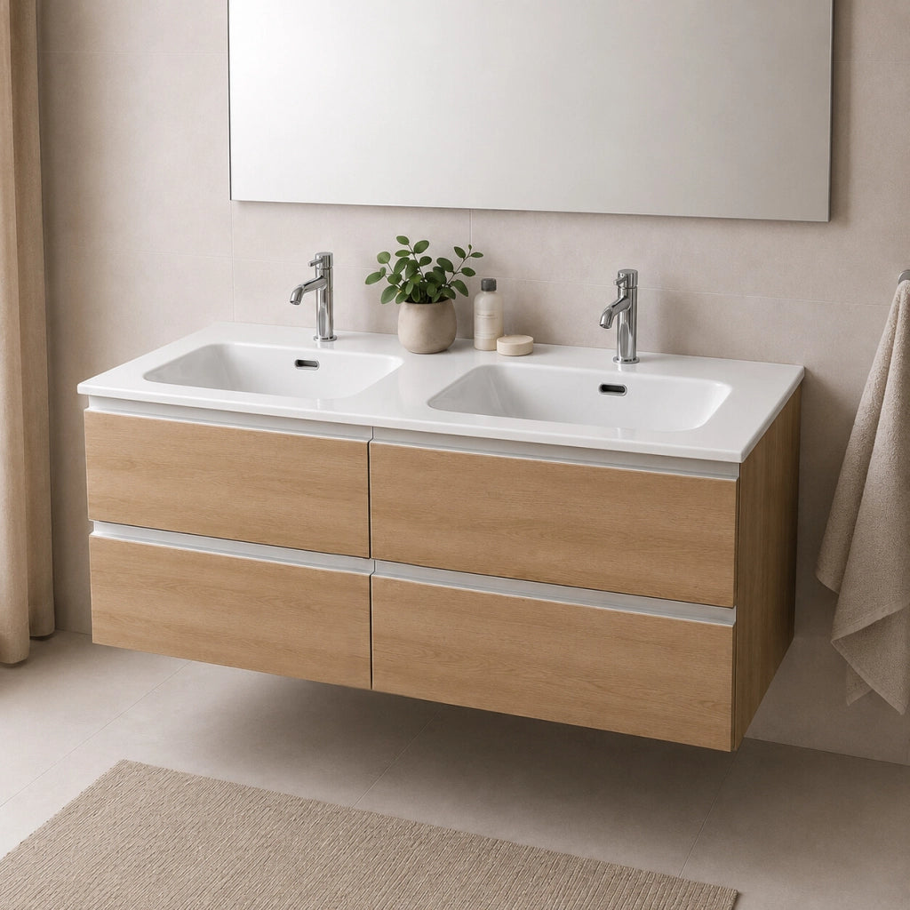 Lavabo doppio ad incasso 120x46 in ceramica bianco