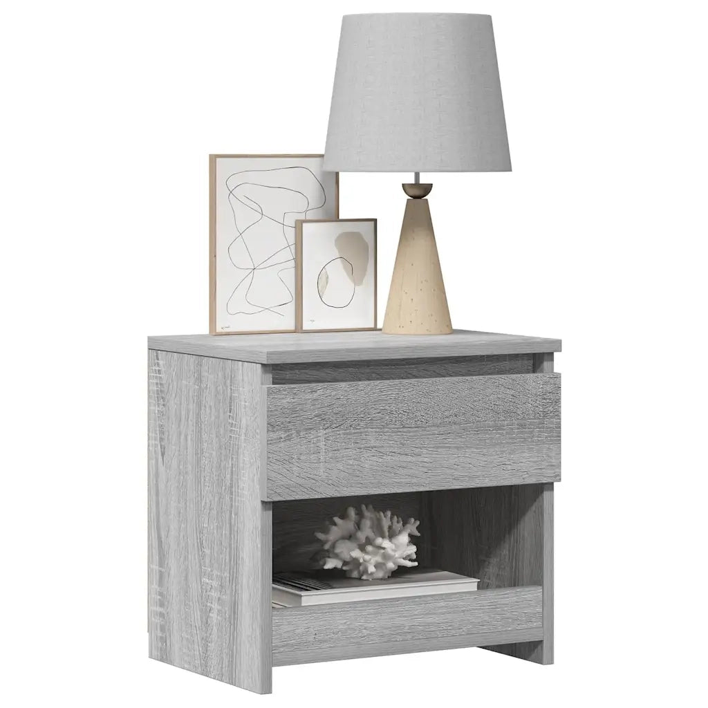 Set di 2 Comodini | Armadio da Notte | Mobiletto da notte Rovere Grigio 40x30x39 cm Legno Ingegnerizzato