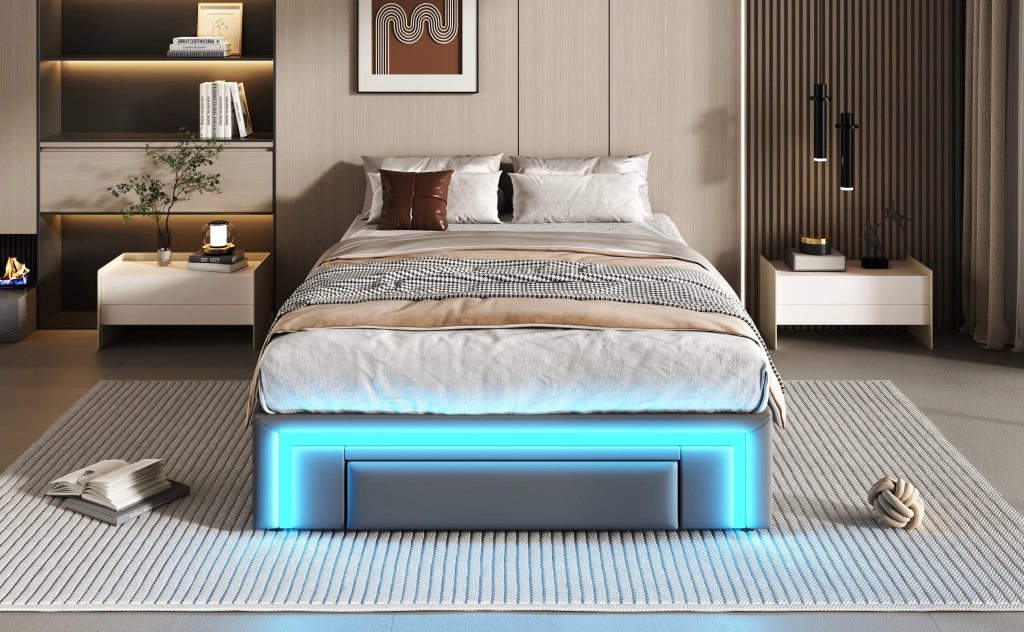 letto imbottito pelle sintetica grigio 90 x 200 cm