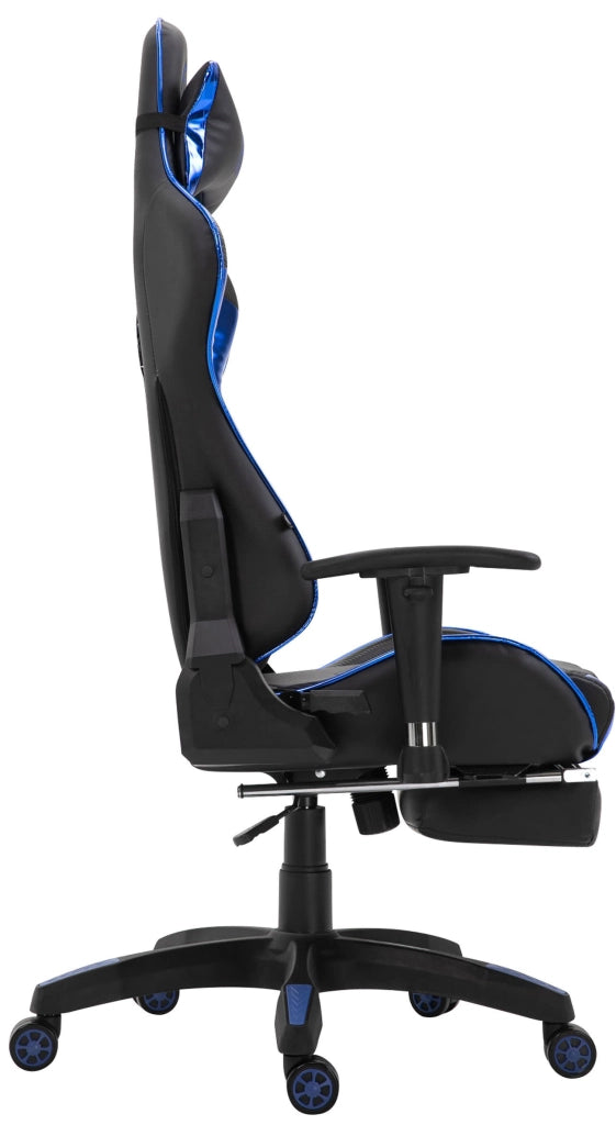 Sedia gaming ufficio Turbo Nero/blu,Finta pelle (metallizzata)