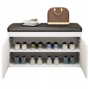 Scarpiera bianca da 32x60x35 cm, compatta e funzionale.