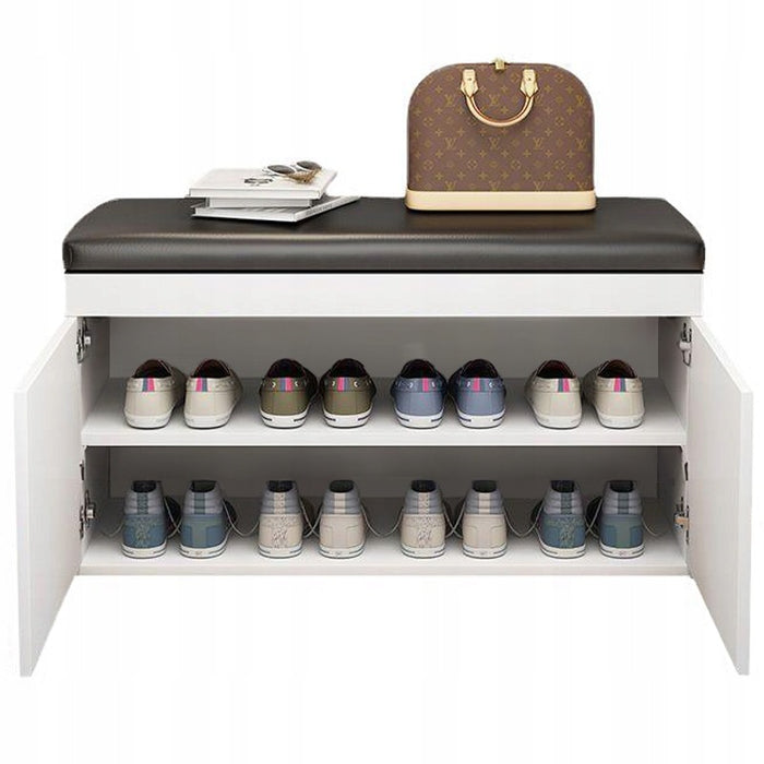 Scarpiera bianca da 32x60x35 cm, compatta e funzionale.