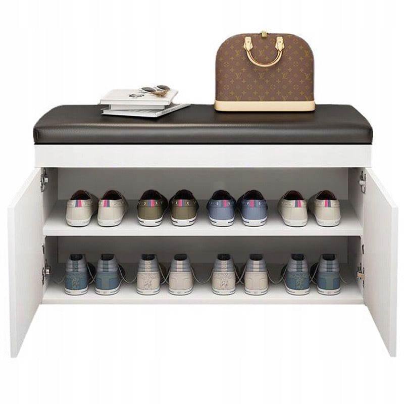 Scarpiera bianca da 32x60x35 cm, compatta e funzionale.