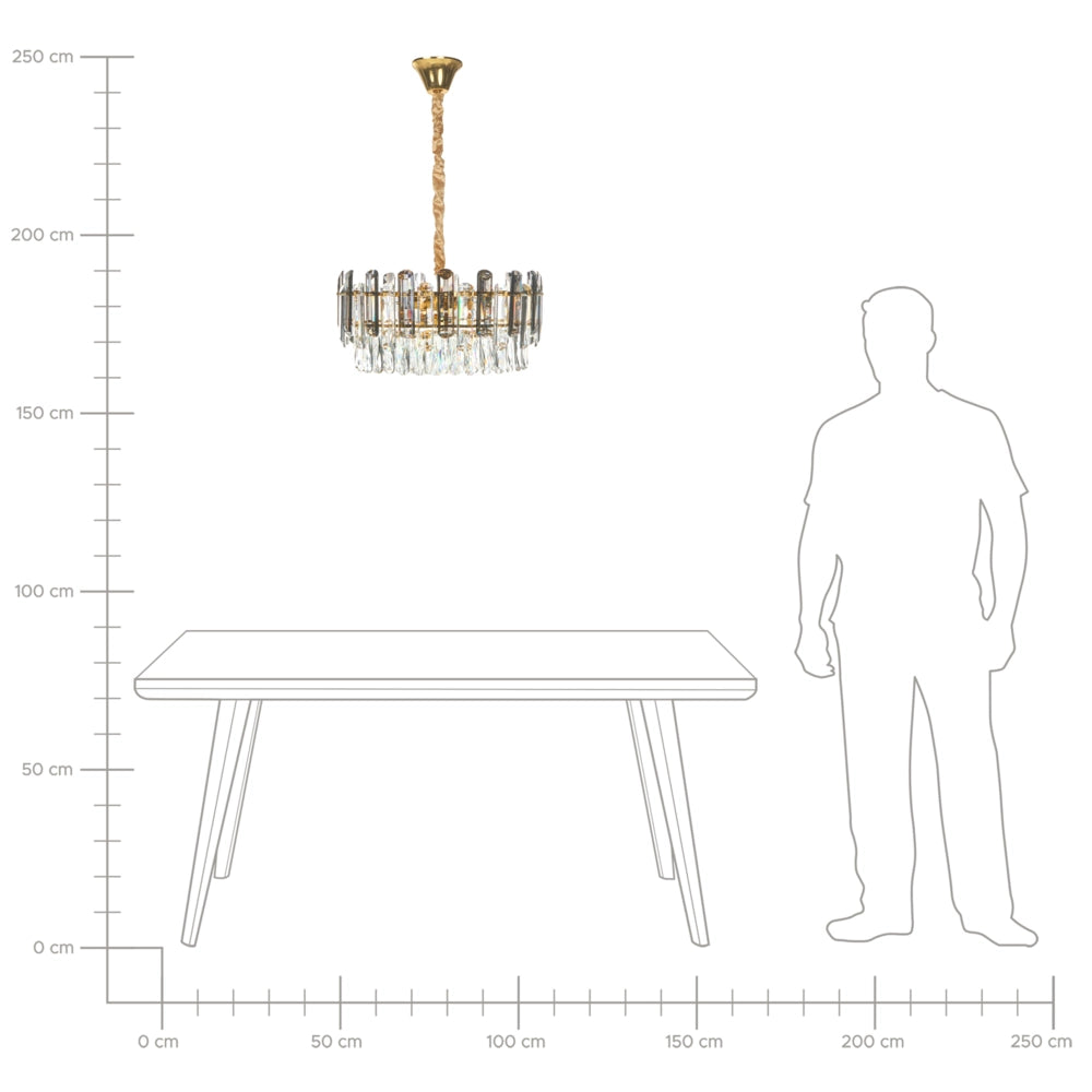 Lampadario in ottone, metallo e cristalli di vetro ⌀ 48 cm Lampada a sospensione stile glamour