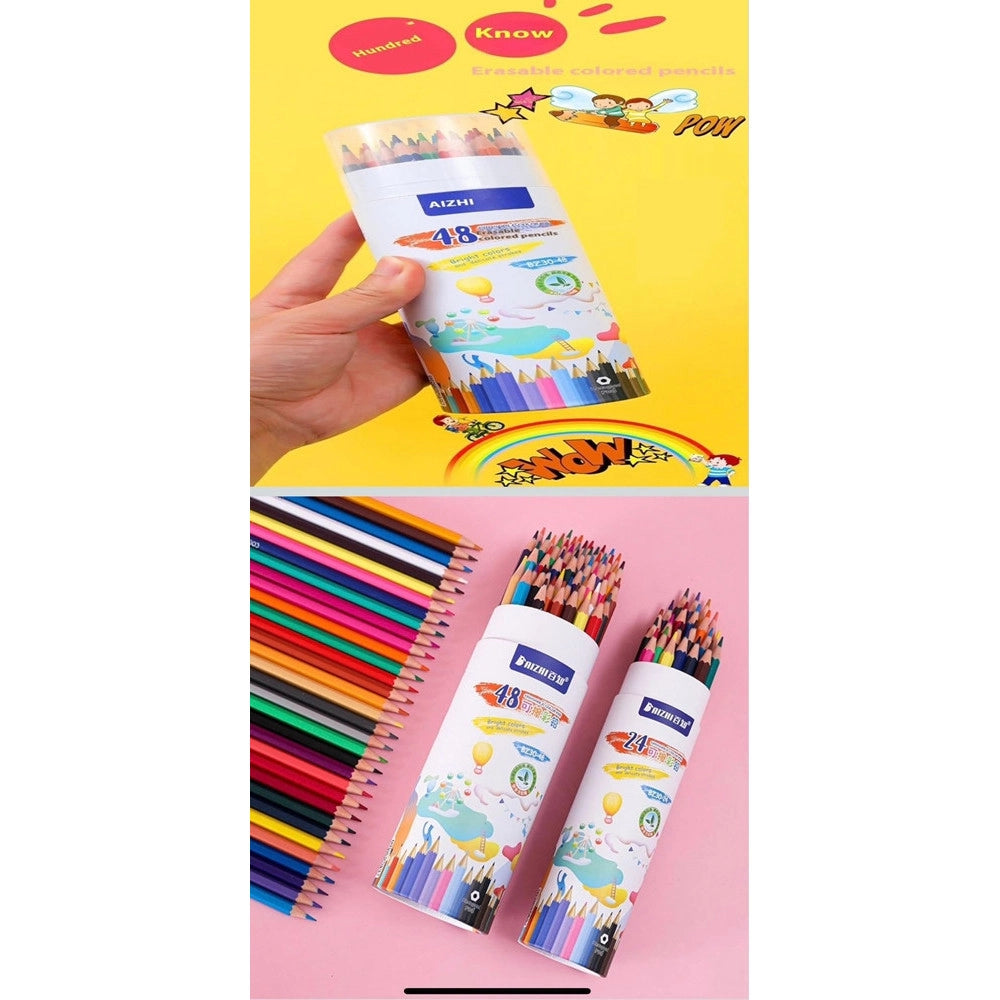 Trade Shop - Matite 48pz Colorate Cancellabili Per Disegnare Schizzi Dipingere Cancelleria Per Bambini -