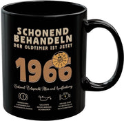 Ceramica per il caffè Grappig Cadeau 60e Anniversario - 350 ml - Nero - Per Uomo - Trattamento Precauzionale - Cadeau Ceramico