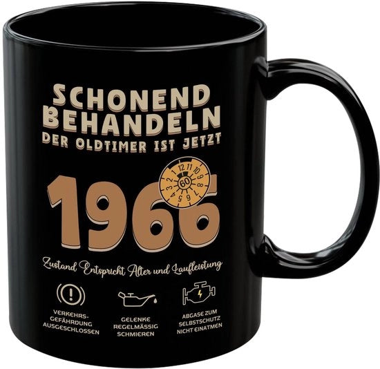 Ceramica per il caffè Grappig Cadeau 60e Anniversario - 350 ml - Nero - Per Uomo - Trattamento Precauzionale - Cadeau Ceramico