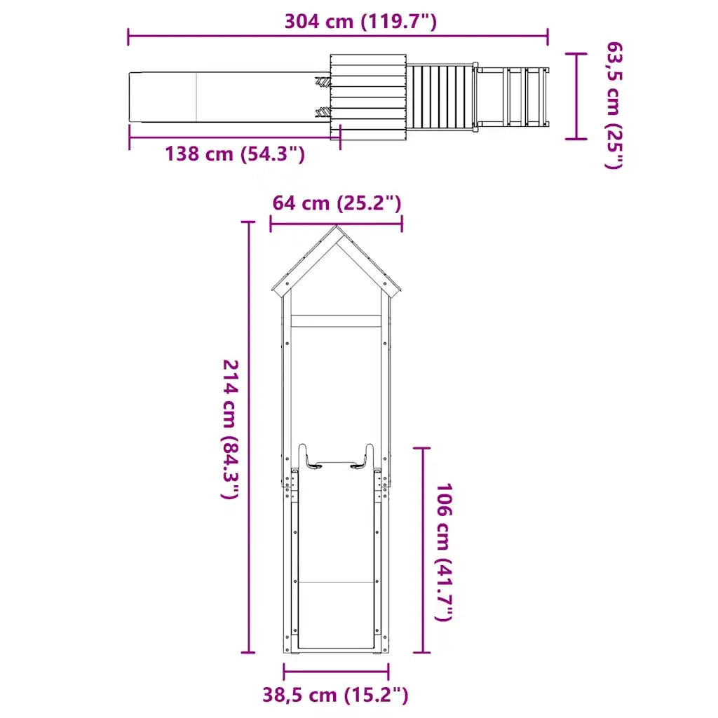 Set da Gioco da Esterno in Legno di Pino Impregnato 3155866