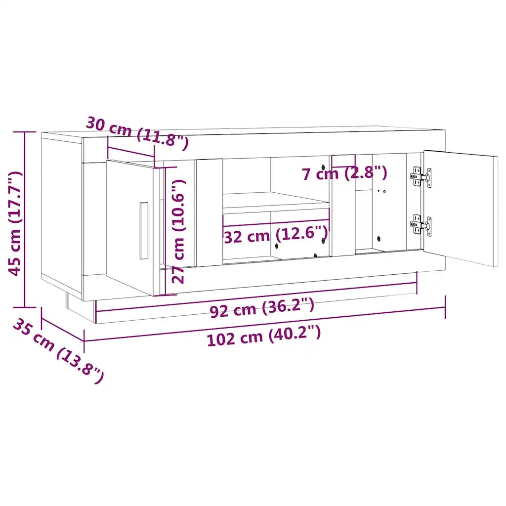 Mobile TV Rovere Fumo 102x35x45 cm in Legno Multistrato cod mxl 16707