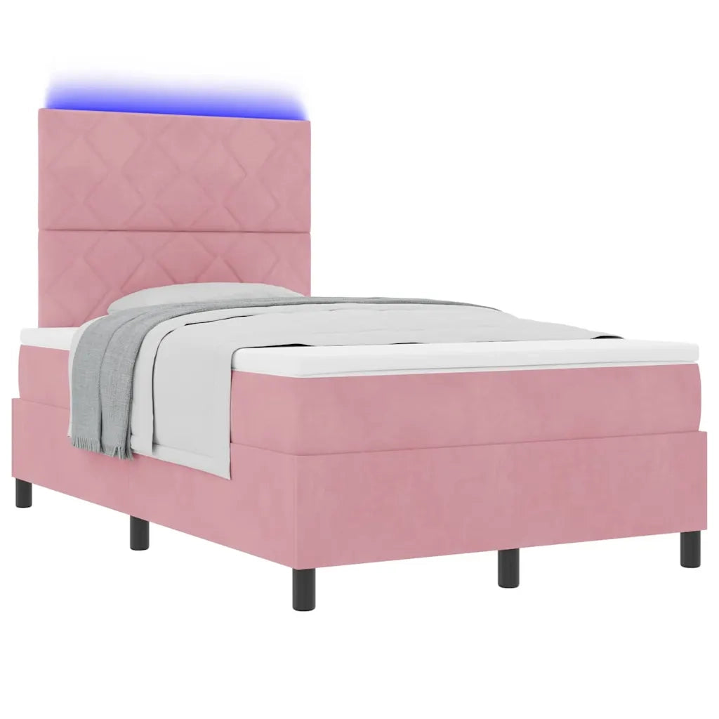 Letto a molle con materasso Rosa 120 x 190 cm Velluto 3339889