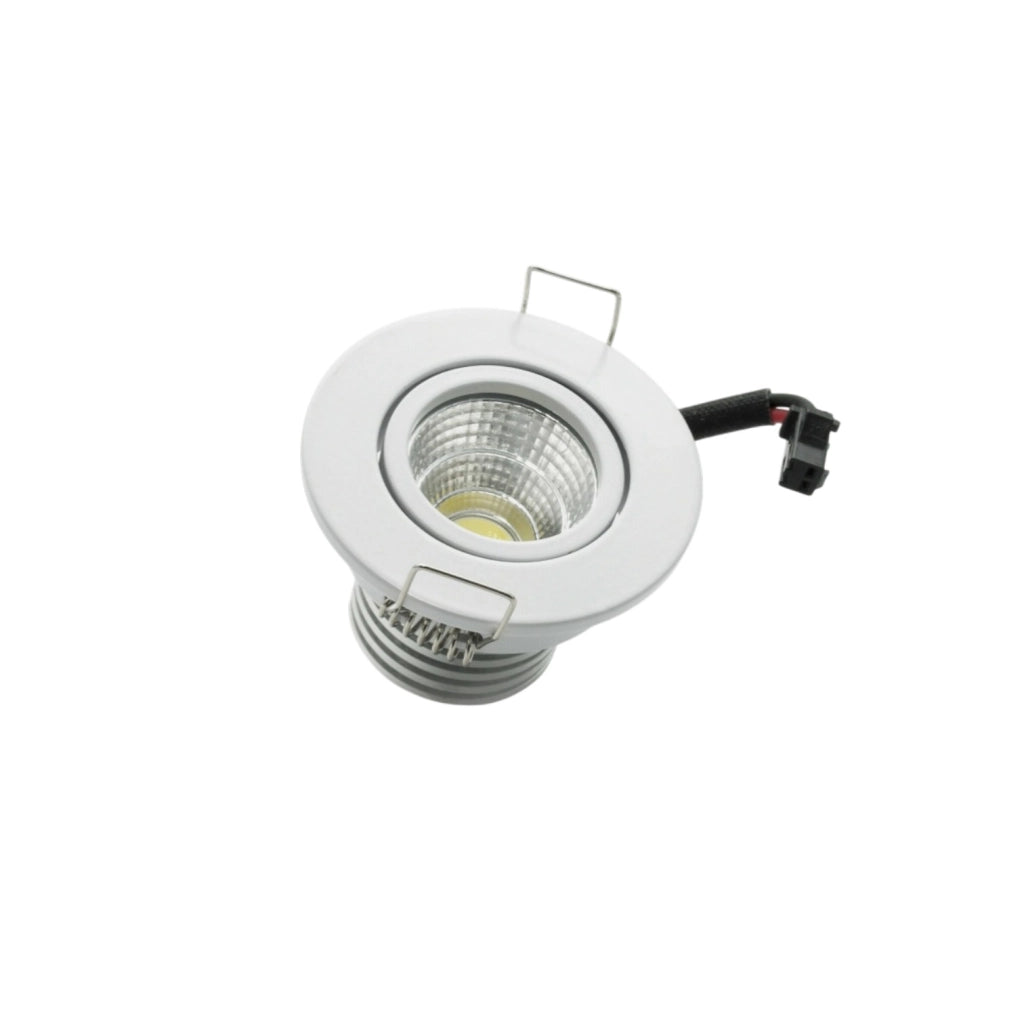 Kit 10 Faretti LED COB bianchi luce fredda 6500k da Incasso a soffitto 3W Orientabili, Foro 45mm Ø52mm, Fascio 30°, Driver 220-240V incluso, IP20