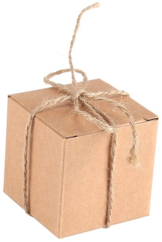 Scatole di regalo con coperchio - 50 pezzi - Scatole mini quadrati - Carta kraft - Tovaglia per uccelli - Stile elegante retro - Scatole per dolci