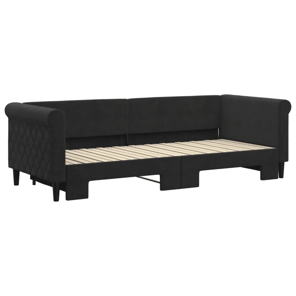 Divano letto | Sof¨¤ letto | Letto singolo Estraibile Nero 80x200 cm in Velluto
