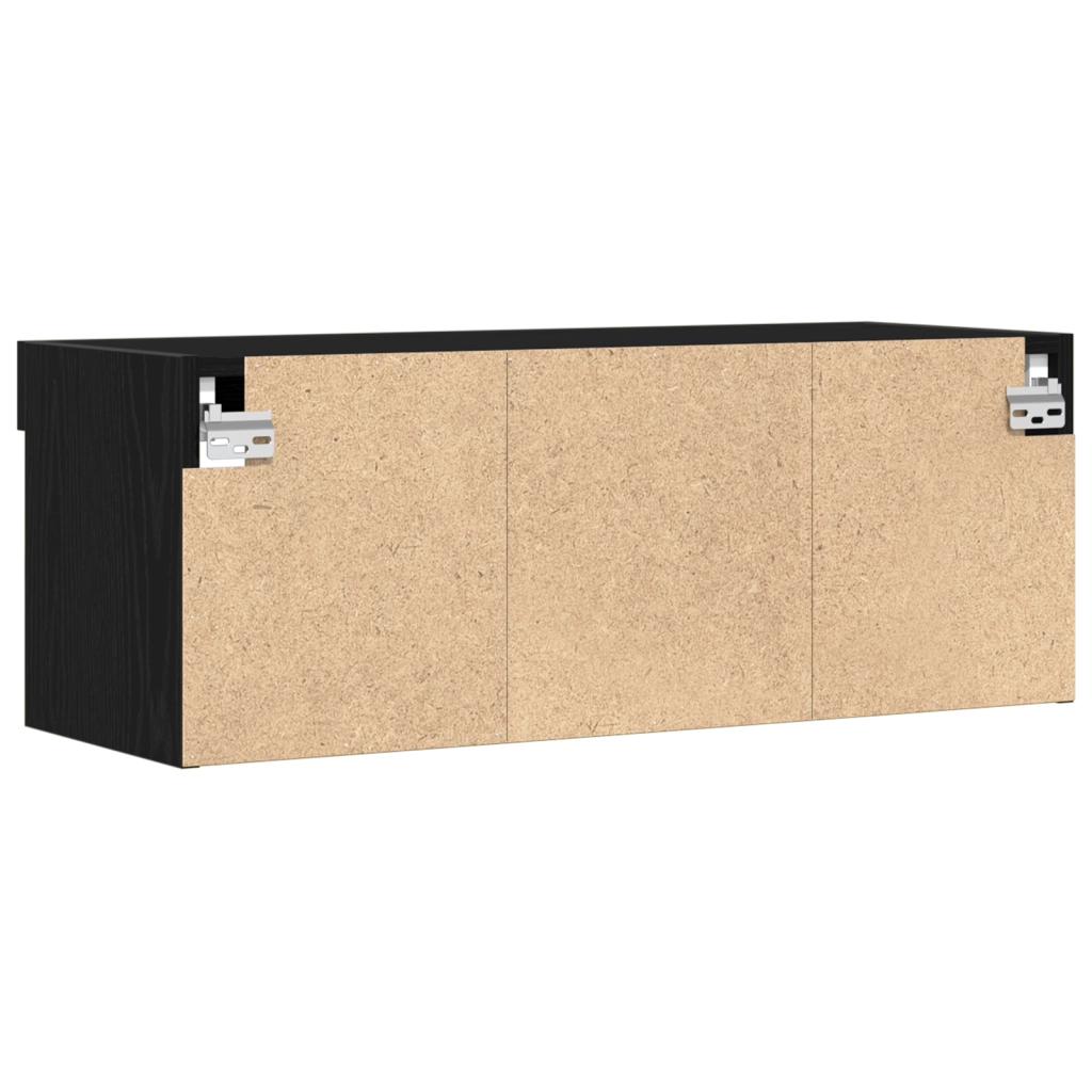 Cabinet TV  con luci LED 2 pz Nero Rovere 80x30x30 cm