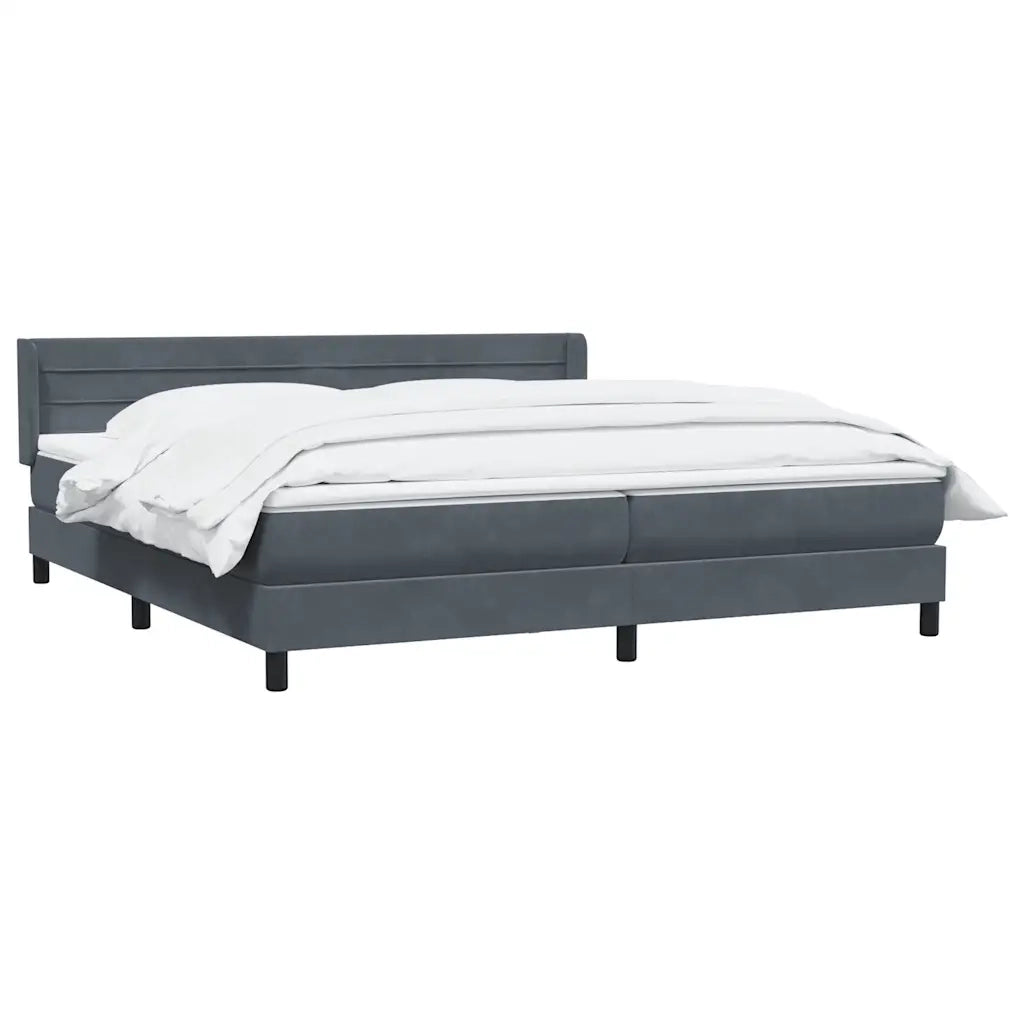 Giroletto a Molle con Materasso Grigio Scuro 180x220 cm Velluto