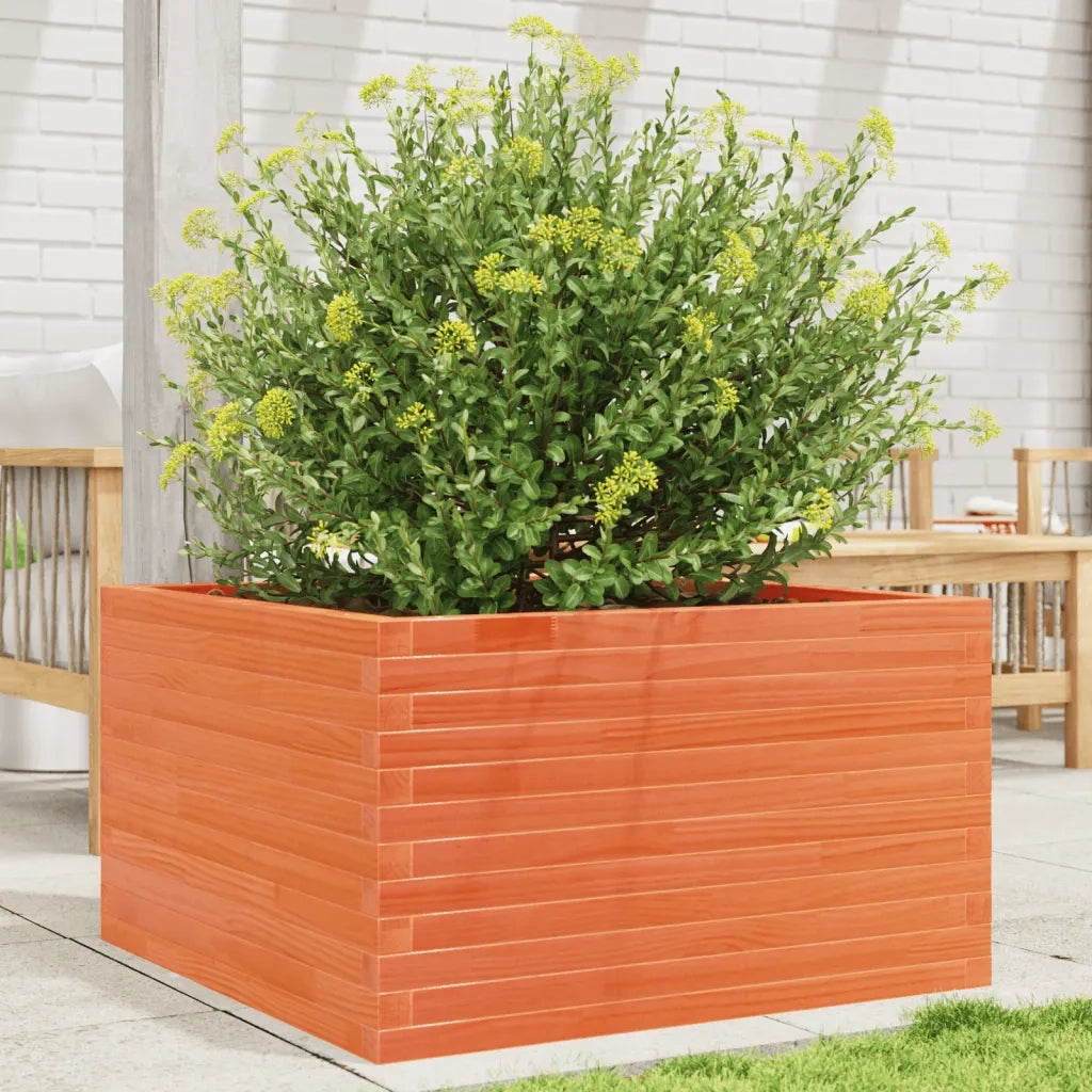 Fioriera | Cassetta per fiori | Vaso Giardino Marrone Cera 80x80x45,5cm Legno Massello Pino