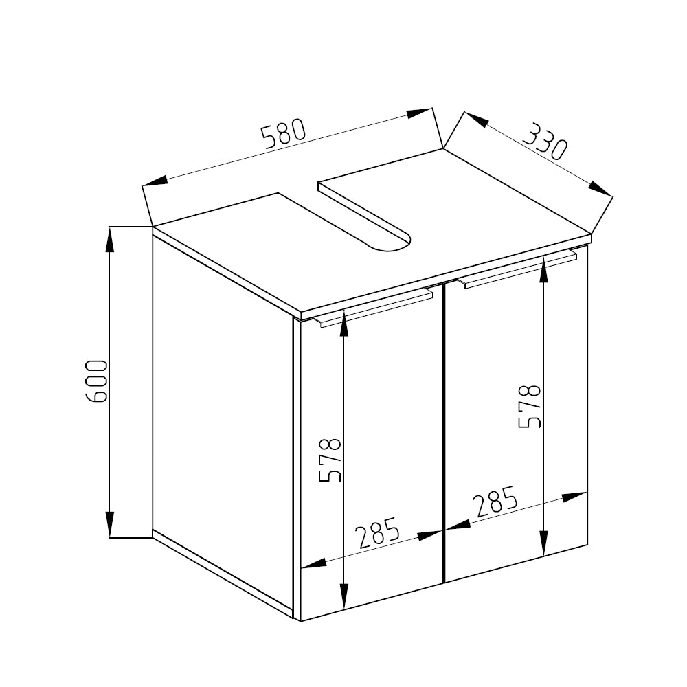 Vicco Mobile sottolavabo per bagno Bianco lucido 58 x 60 cm