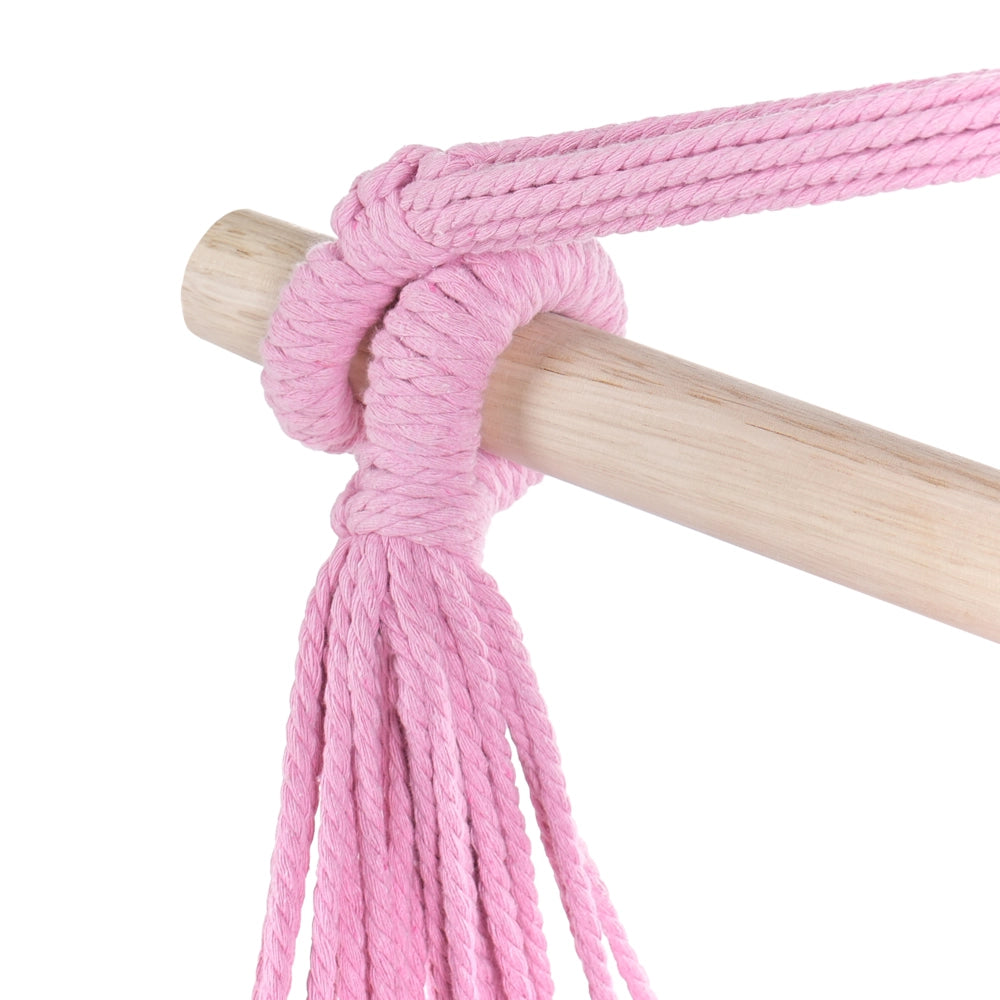 Sedia amaca a dondolo sospesa in cotone rosa per interni ed esterni in stile boho