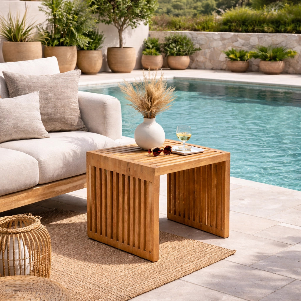 Tavolino da Esterno in Teak Massello Design a Listelli – Malmo