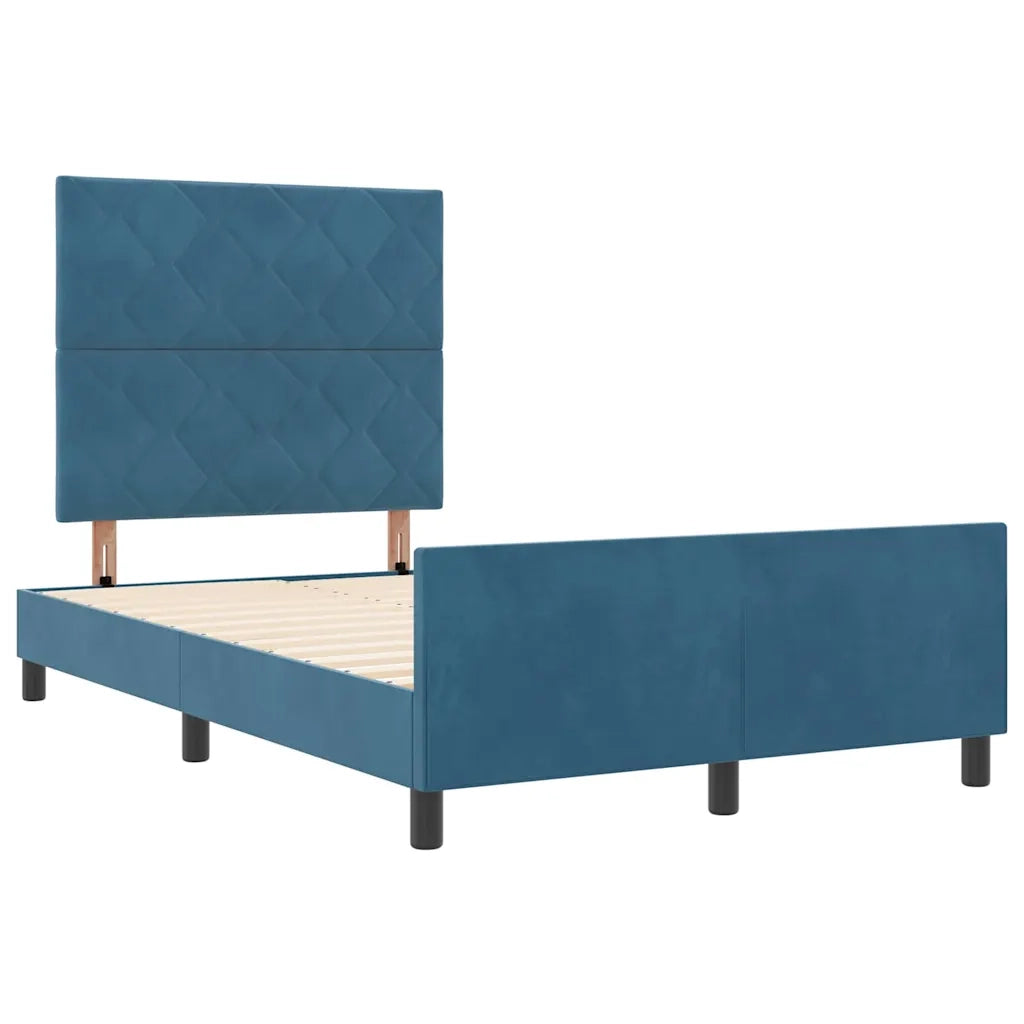 Letto a molle con testiera Blu Scuro 120 x 190 cm Velluto