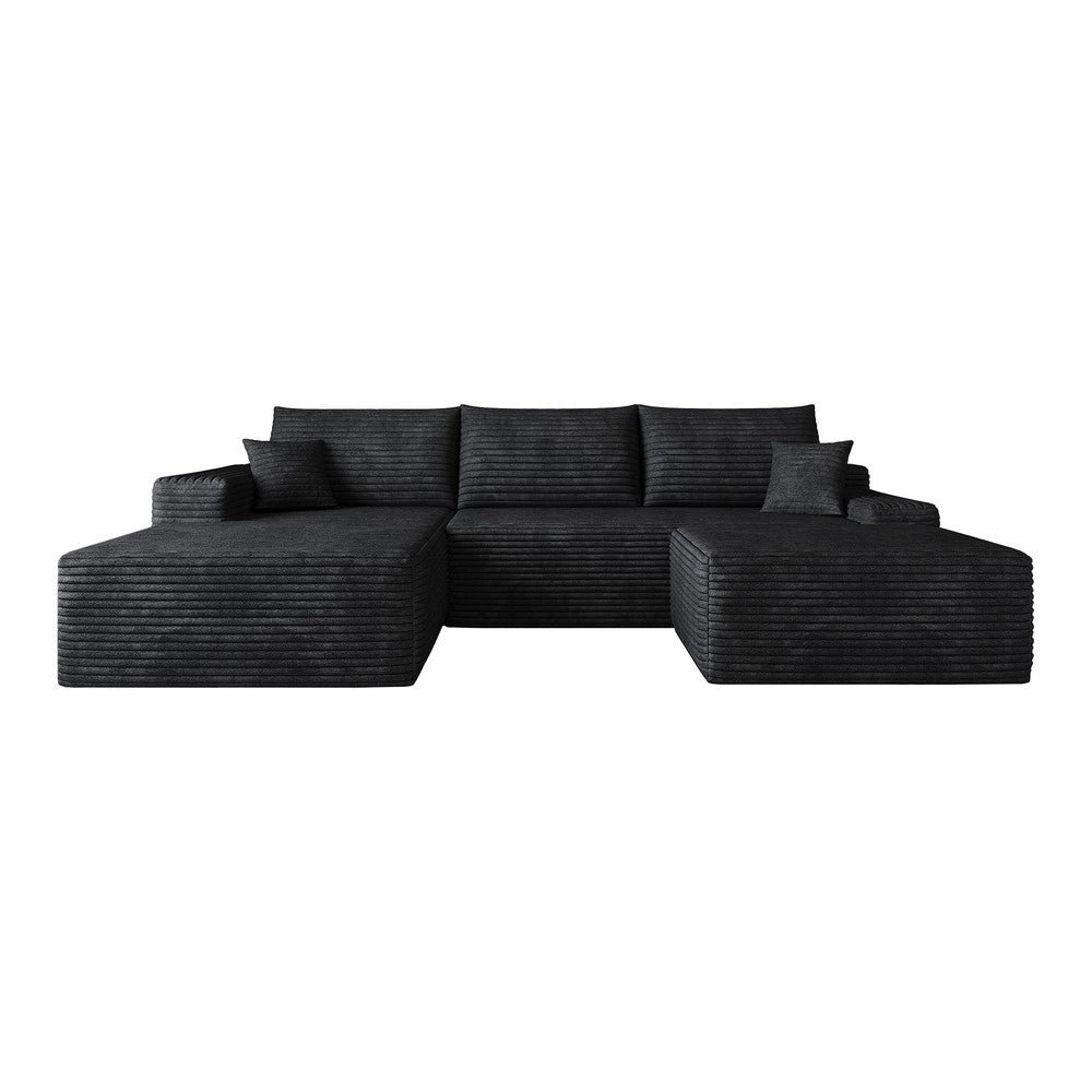 Divano angolare con Chaise Longue ¨C Minimal ¨C nero velluto 270cm