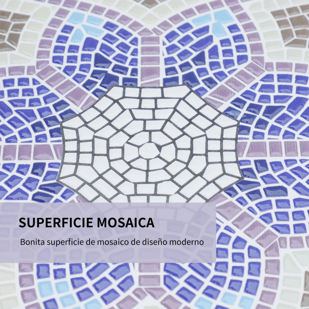Tavolino da giardino rotondo con piano a mosaico ¨C zephmum ¨C ?60x71 cm