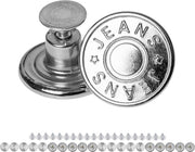 Viti di sostituzione per jeans, Ø 20 mm, viti di jeans in ottone, 20 pezzi, colore argento, viti di jeans con viti a vite, viti di jeans per serraggio, viti di metallo per allargare i pantaloni, viti di metallo per pantaloni