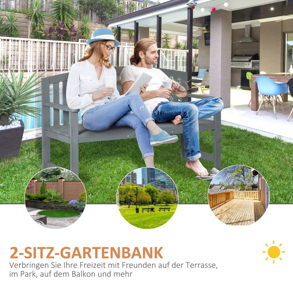 Panchina da giardino 2 posti ¨C zephmum ¨C Legno massello, grigio 143x51x85 cm