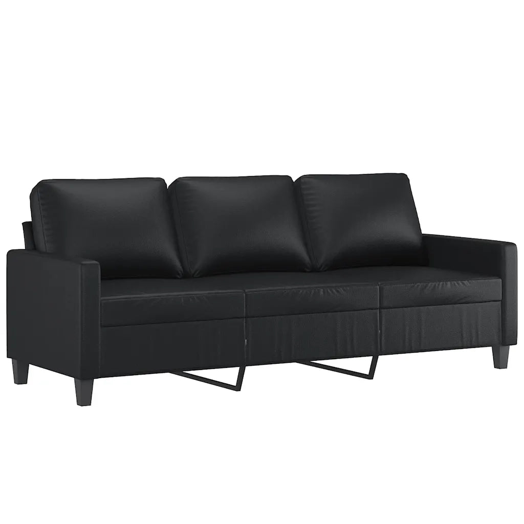Divano | Divano da soggiorno | Sofa a 3 Posti Nero 180 cm in Similpelle