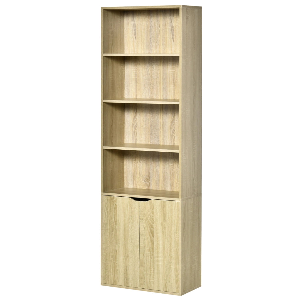 Libreria con ante e scaffali aperti ¨C Zephmum ¨C Legno naturale 59x29x180 cm