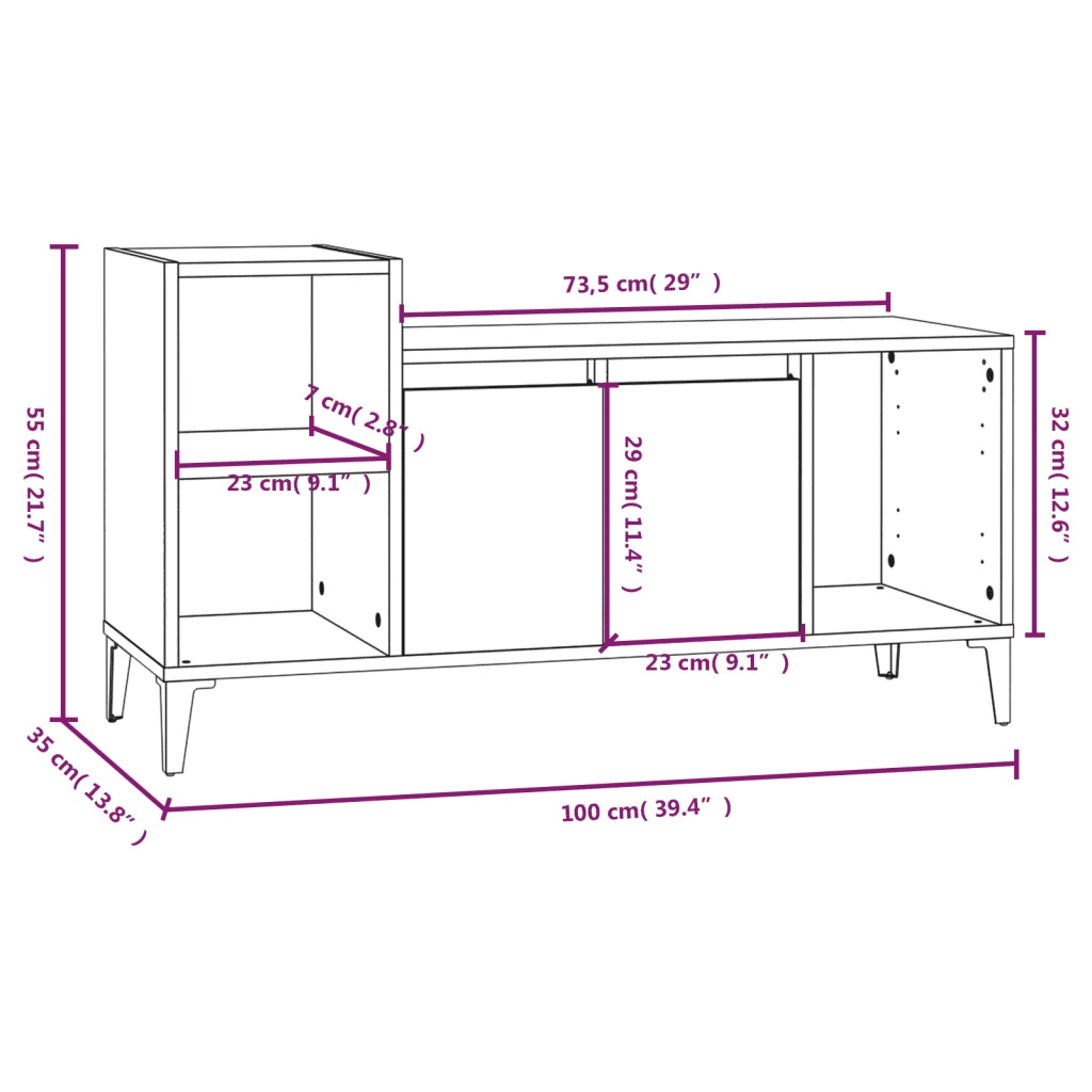 Mobile TV Rovere Fumo 100x35x55 cm in Legno Multistrato 821185