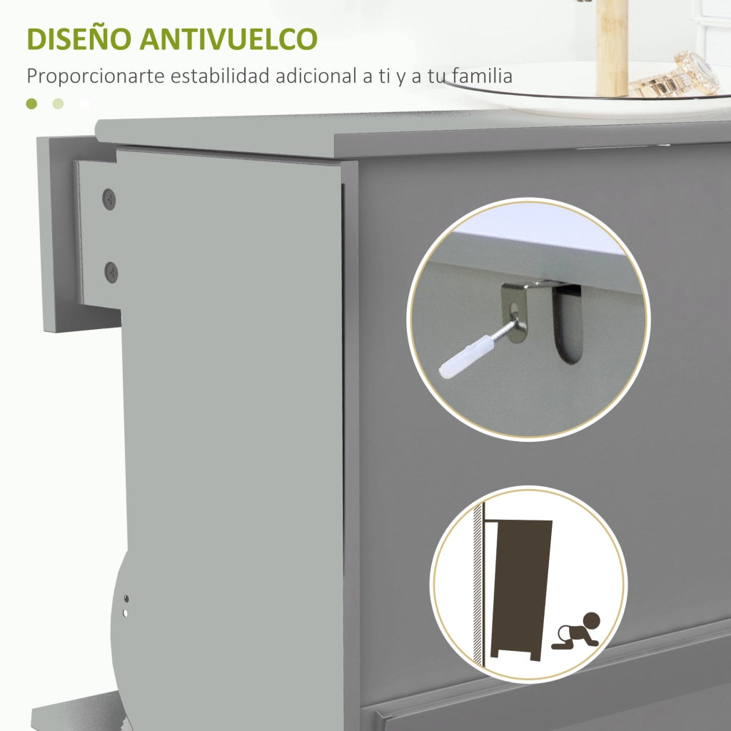 Mobiletto per Scarpe con 2 Ante e 1 Cassetto ¨C Zephmum ¨C Grigio 60x23.5x98.5 cm