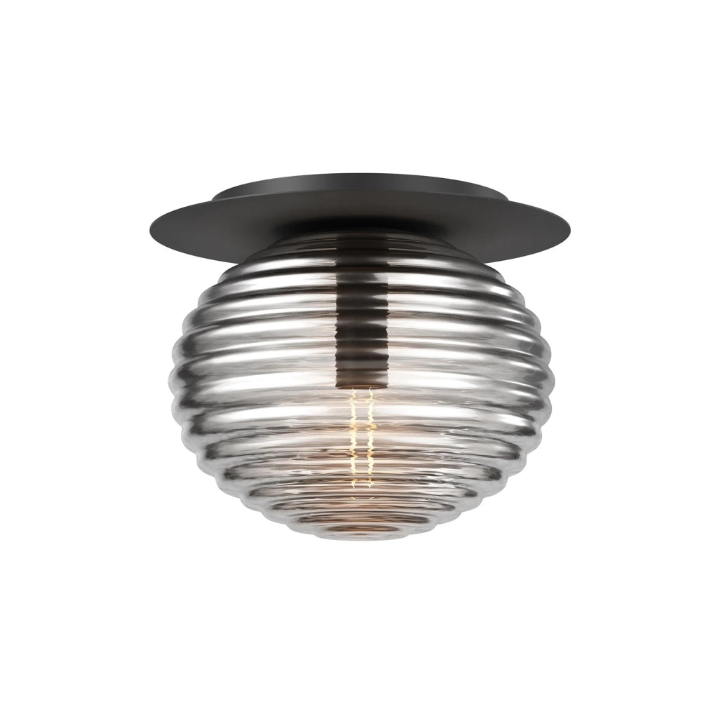 Maytoni Plafoniera Moderna Reels 1 Luce E27 60W Nero Metallo Vetro