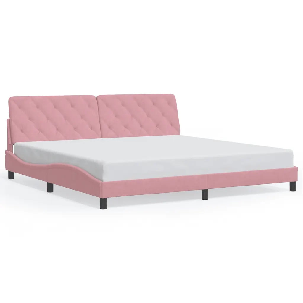 Giroletto senza Materasso-Struttura Letto Rosa 200x200 cm in Velluto