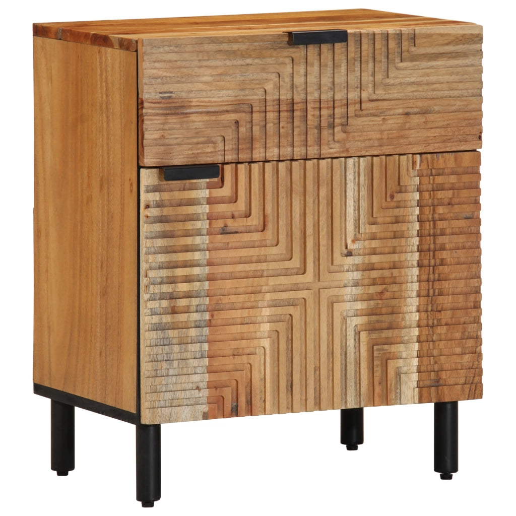 Comodino 50x33x60 cm in Legno Massello di Acacia