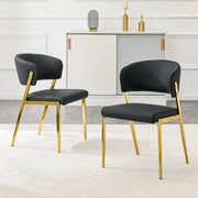 SEDIA da pranzo moderna con schienale curvo in PU nero, Set da 2 pezzi