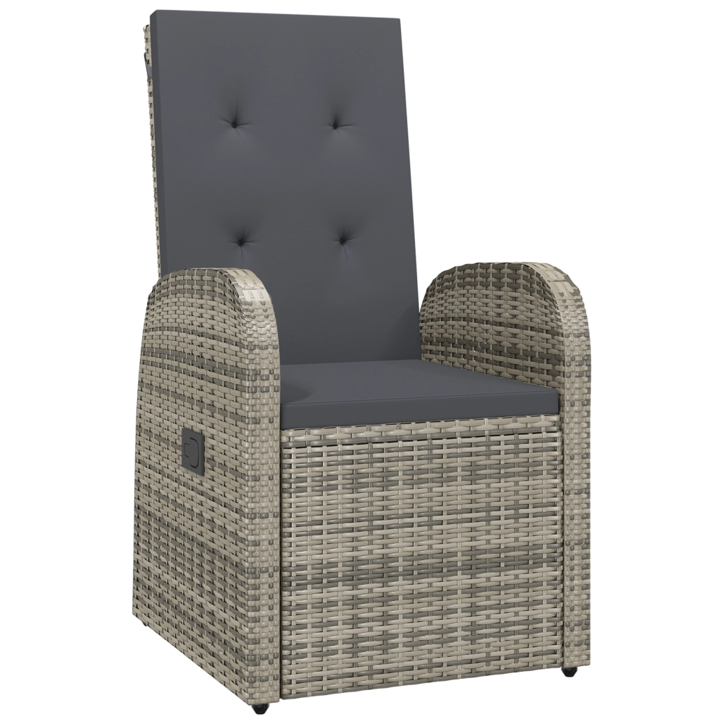Set da Pranzo da Giardino 5 Pezzi con Cuscini Grigio in Polyrattan