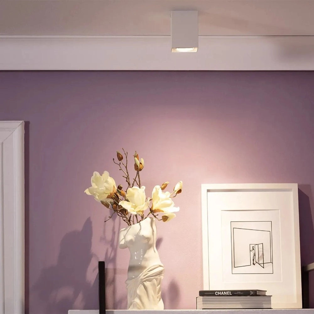 Trade Shop - Porta Faretto Lampada Da Soffitto Quadrato In Gesso Gu10 H110mm Ip20 Gs-c110-q -