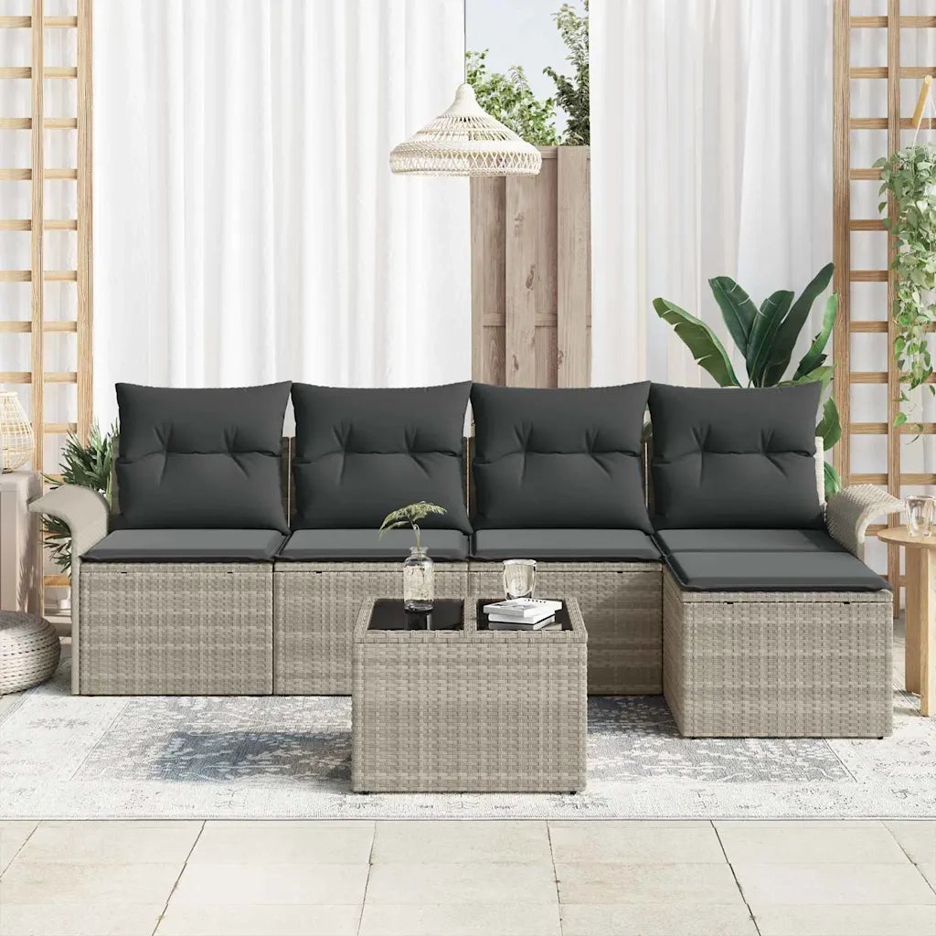 Set Divano da Giardino 6 pcs Grigio chiaro polyrattan 3354001
