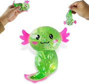 Giocattolo da Sfregare con Axolotl Squishy 10 × 10 cm Ballo Antistress per Bambini e Adulti (Verde)