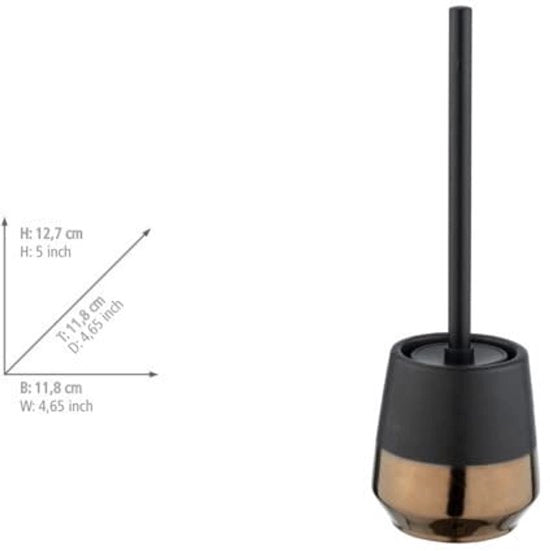 Set di Cottura Toiletto in Ceramica con Spazzola e Alloggiamento - Nero/Rame