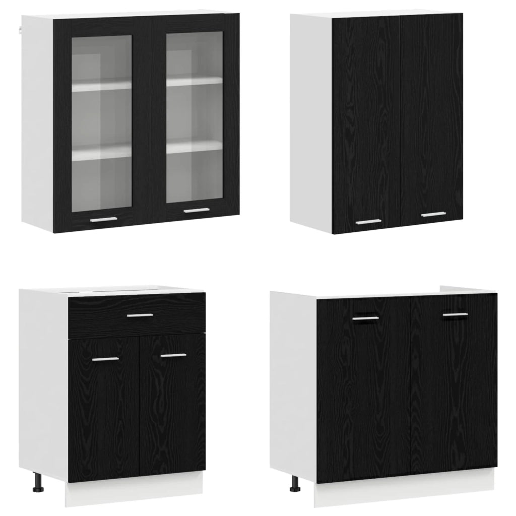 Unità Cucina LYON 8 pcs Rovere Nero Legno ingegnerizzato 3438204