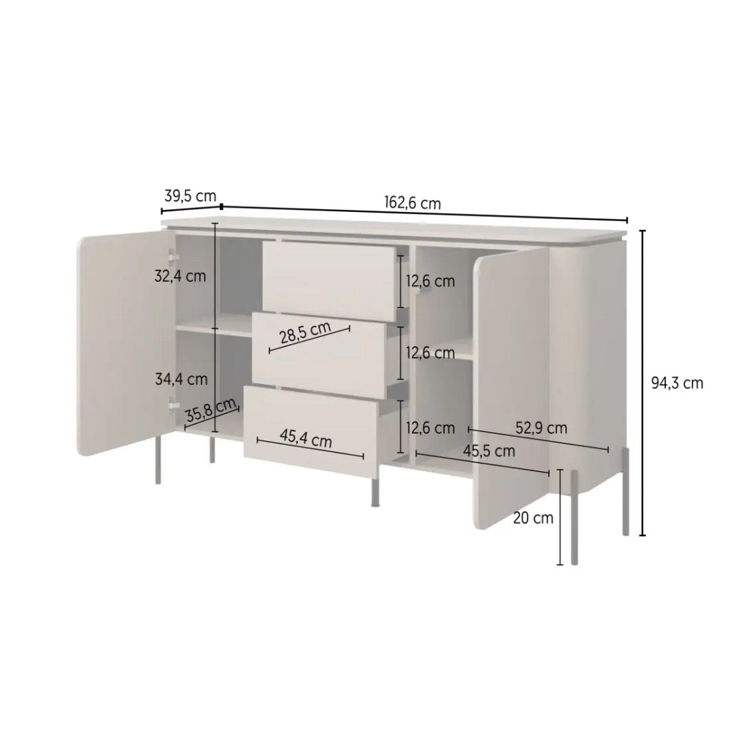 Set di mobili BELLA – Credenza, mobile TV e credenza alta – Finitura Congo opaco chic