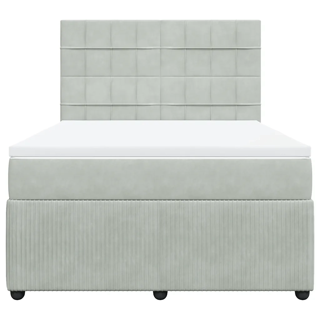 Giroletto a Molle con Materasso Grigio Chiaro 160x200cm Velluto