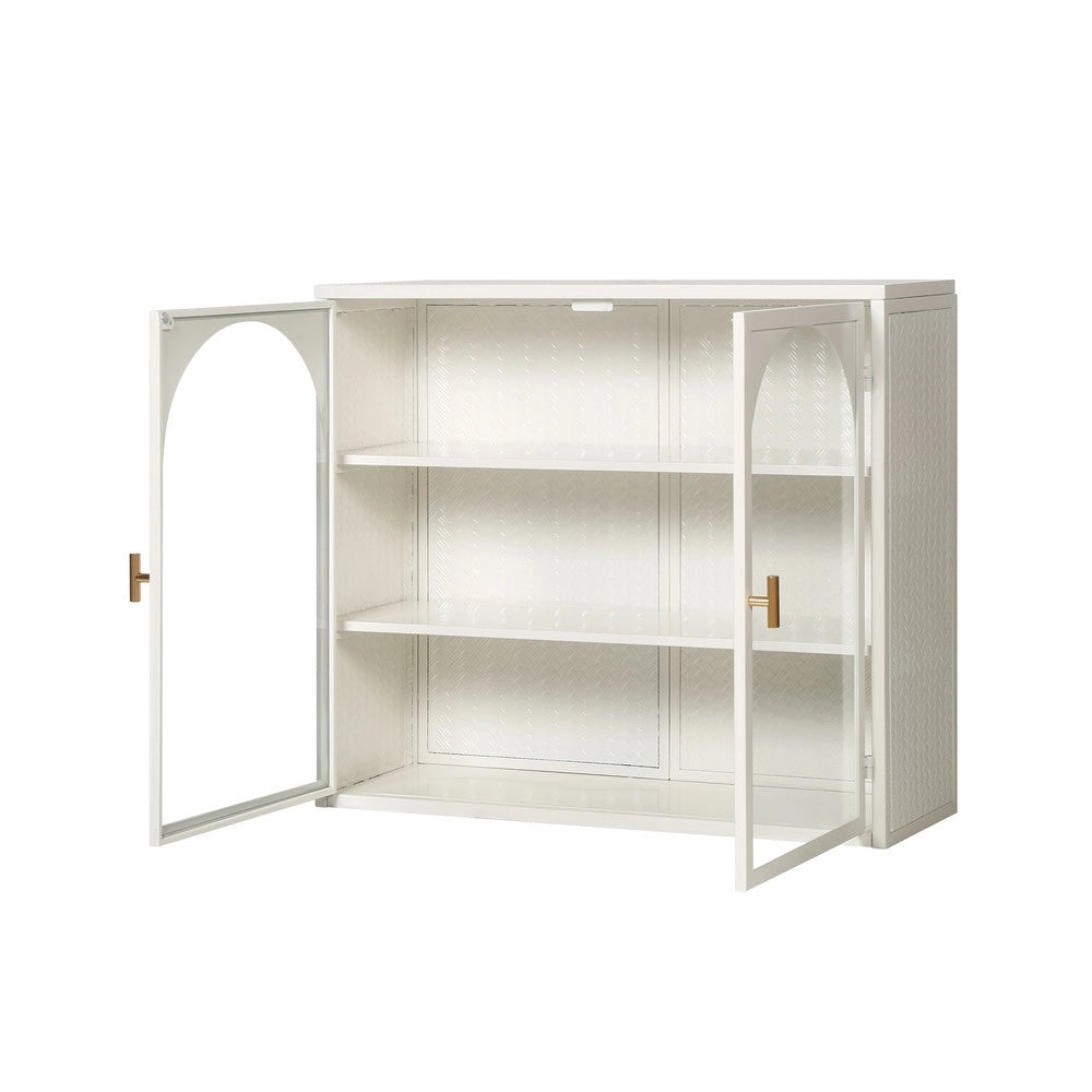 Pensile a Muro con Ante in Vetro e Ripiani ¨C MINIMAL ¨C Bianco, 70 cm