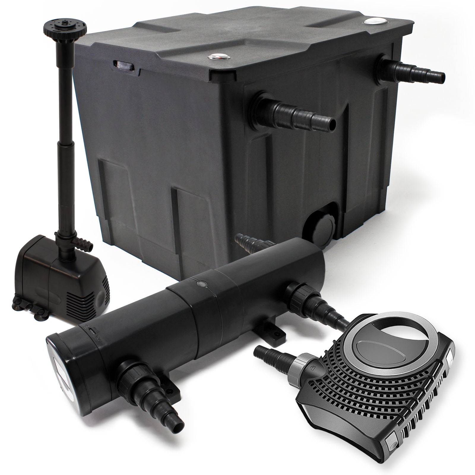 Set: Filtro bio laghetto 12000l con Pompa SuperEco 80W Chiarificatore UVC 36W Pompa fontana