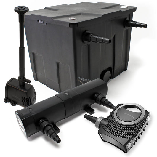 Set: Filtro bio laghetto 12000l con Pompa SuperEco 80W Chiarificatore UVC 36W Pompa fontana